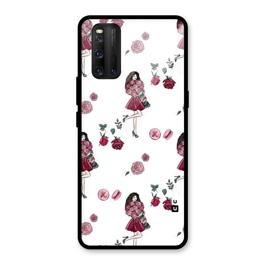 Girl With Flowers Glass Back Case for Vivo iQOO 3