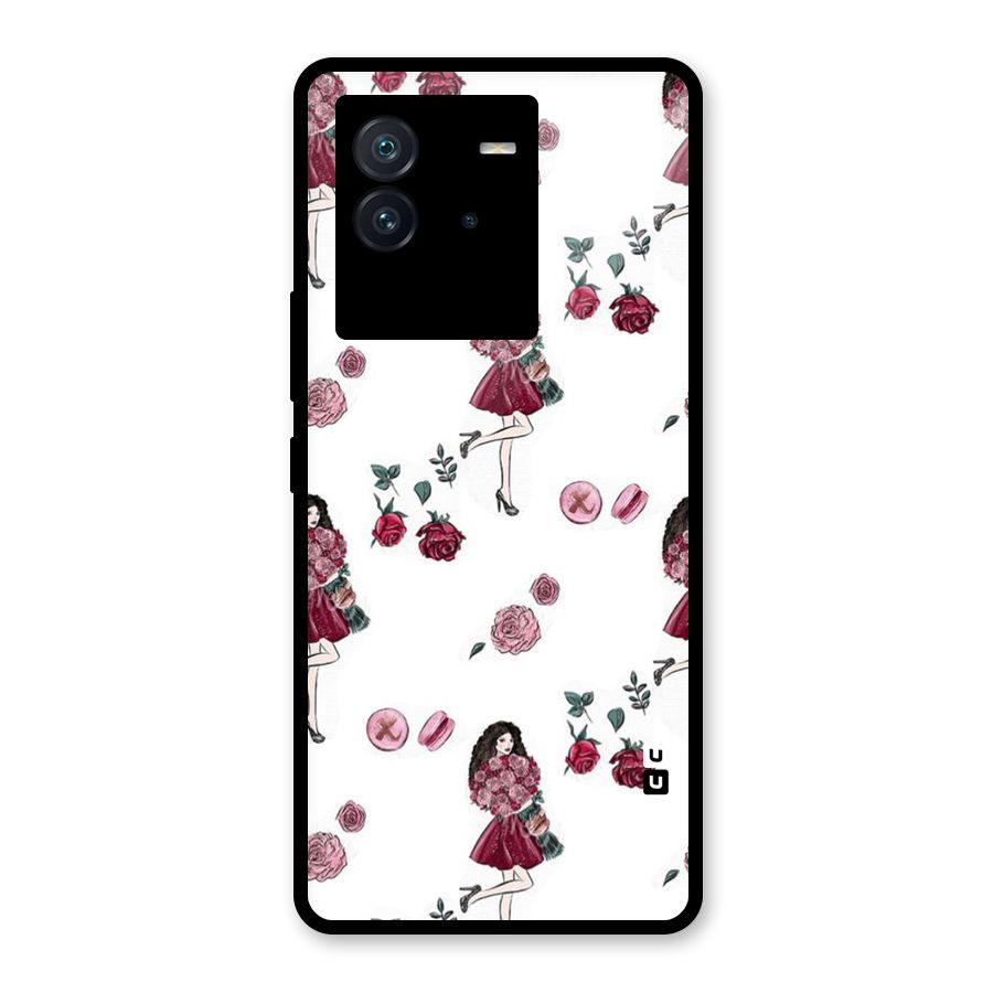 Girl With Flowers Glass Back Case for Vivo iQOO Neo 6 5G