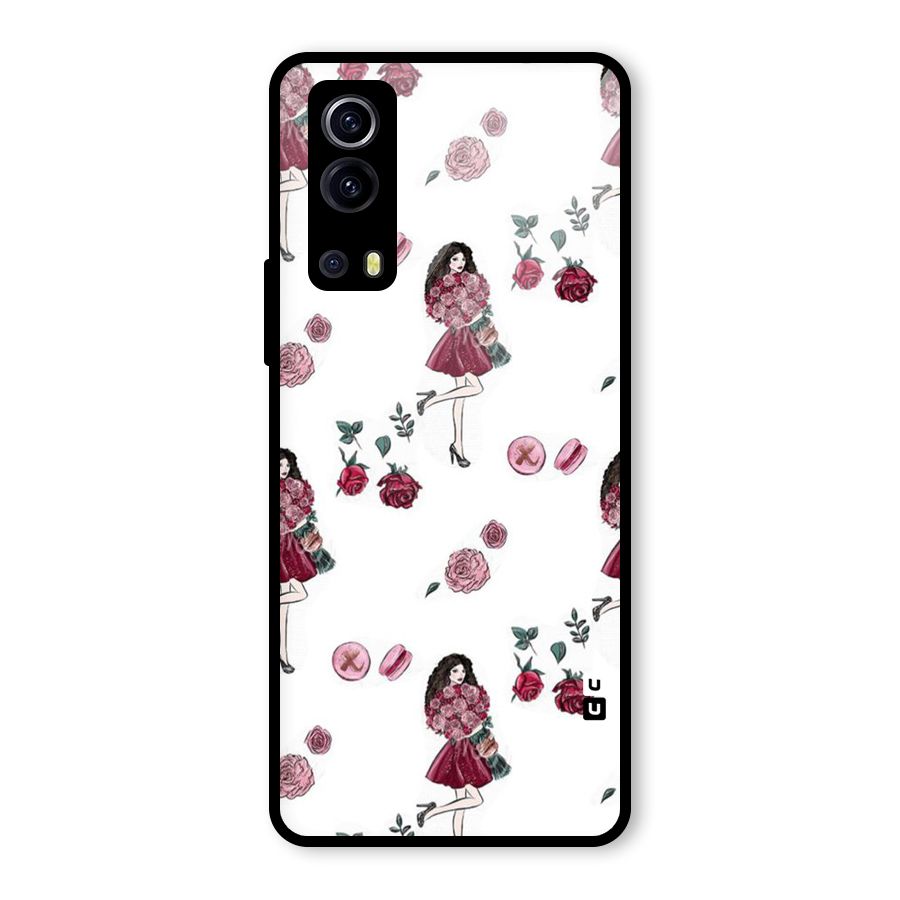 Girl With Flowers Glass Back Case for Vivo iQOO Z3