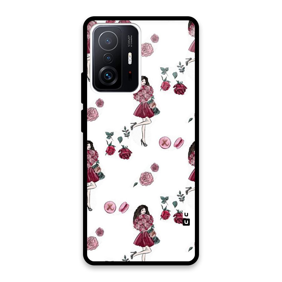 Girl With Flowers Glass Back Case for Xiaomi 11T Pro