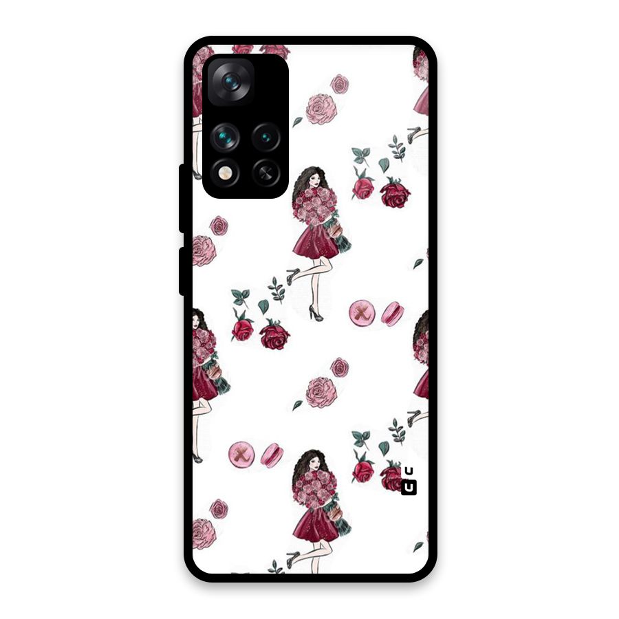 Girl With Flowers Glass Back Case for Xiaomi 11i HyperCharge 5G