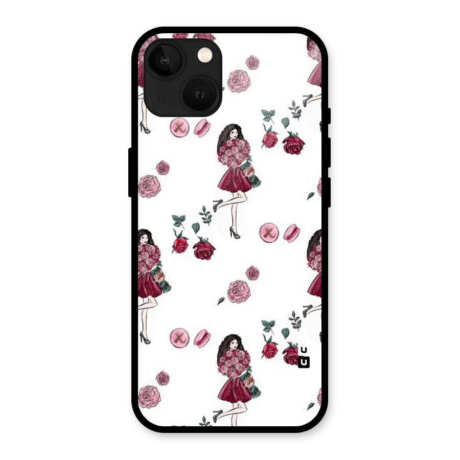 Girl With Flowers Glass Back Case for iPhone 13