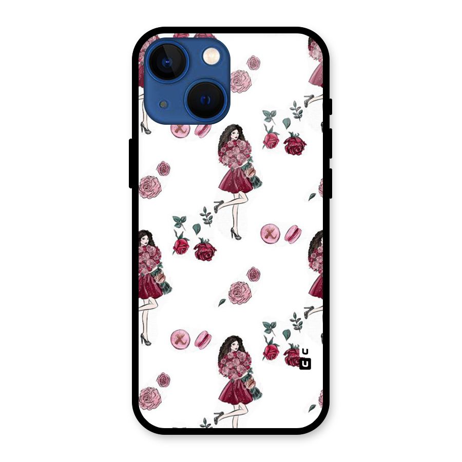 Girl With Flowers Glass Back Case for iPhone 13 Mini