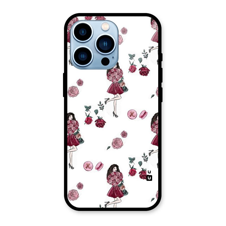 Girl With Flowers Glass Back Case for iPhone 13 Pro