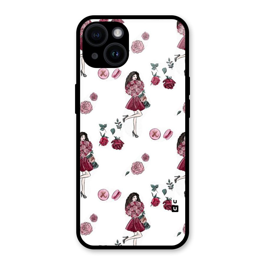 Girl With Flowers Glass Back Case for iPhone 14