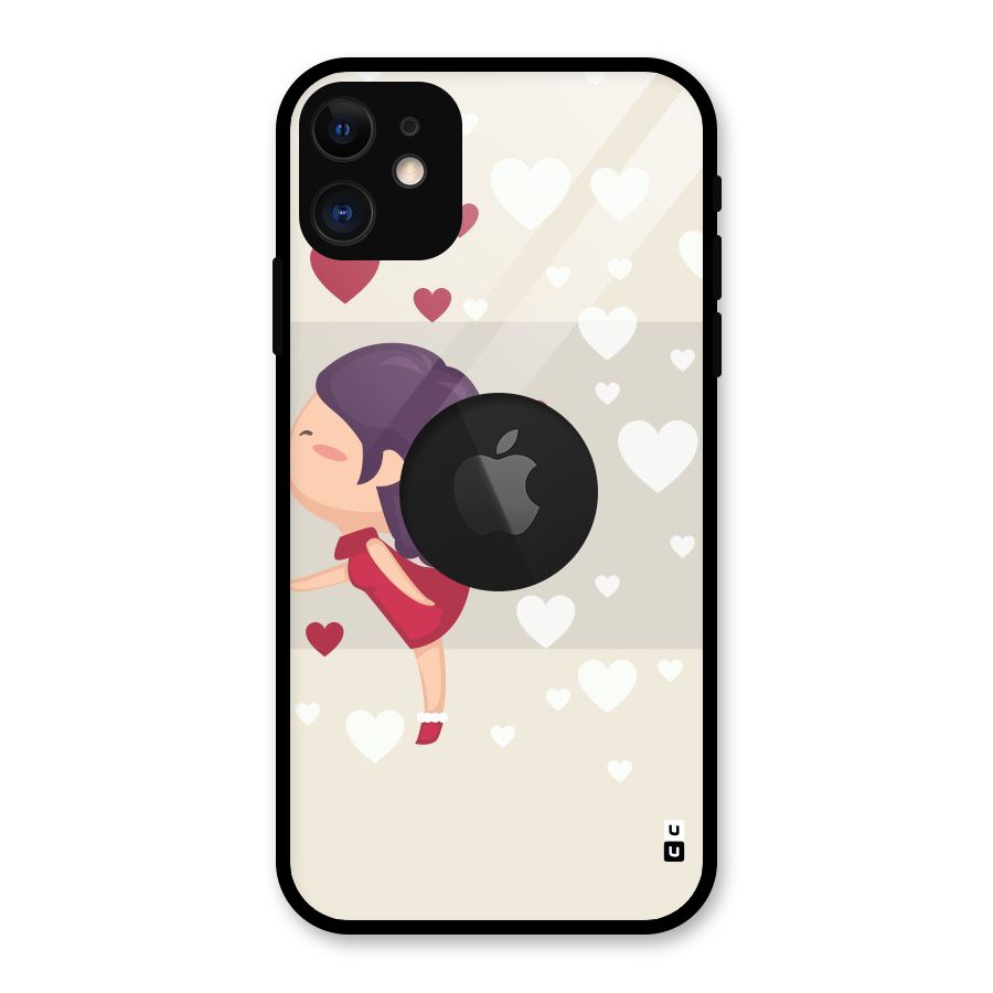 Girl in Love Glass Back Case for iPhone 11 Logo Cut