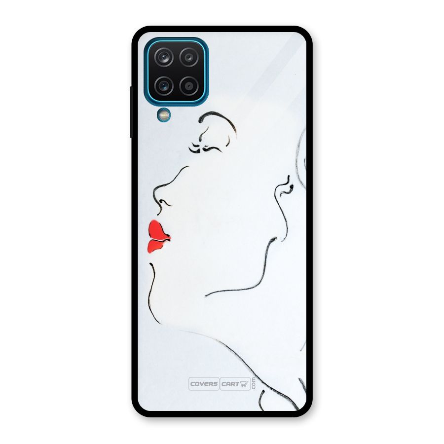 Girl in Red Lipstick Glass Back Case for Galaxy A12