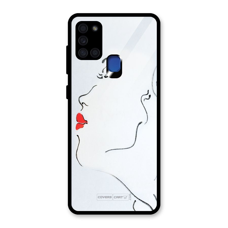 Girl in Red Lipstick Glass Back Case for Galaxy A21s