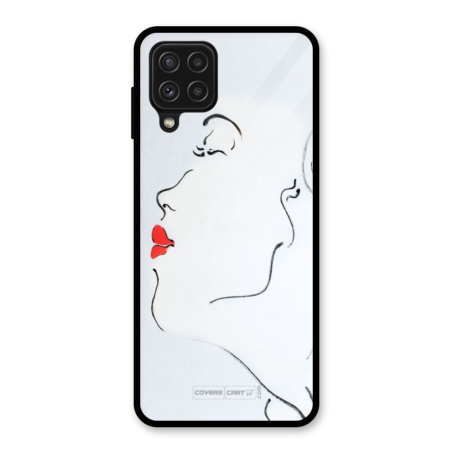 Girl in Red Lipstick Glass Back Case for Galaxy A22 4G