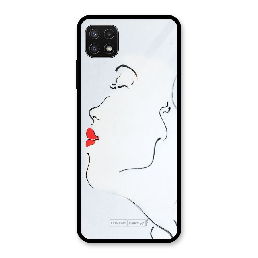 Girl in Red Lipstick Glass Back Case for Galaxy A22 5G