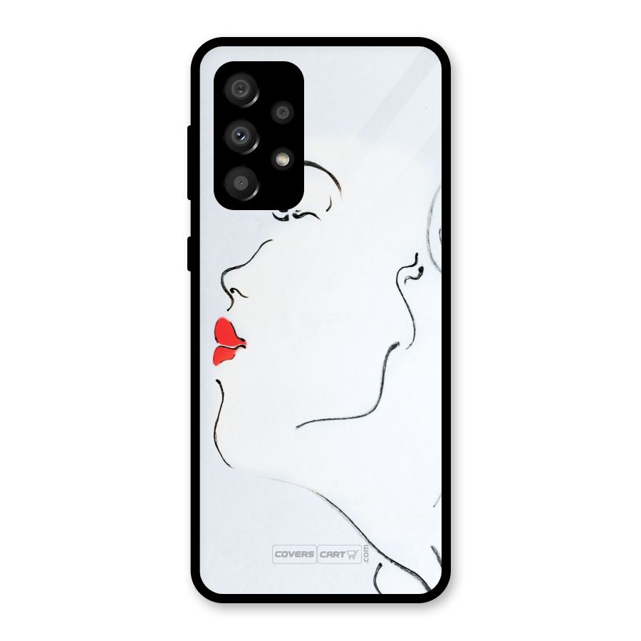 Girl in Red Lipstick Glass Back Case for Galaxy A32