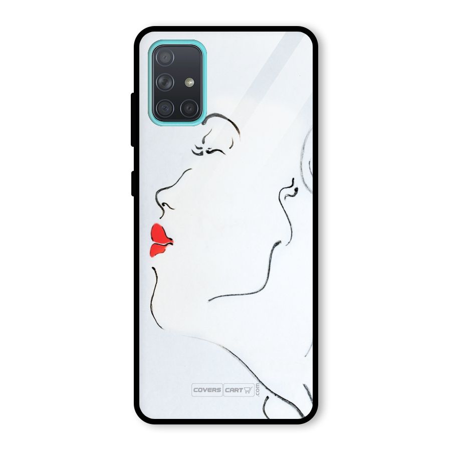 Girl in Red Lipstick Glass Back Case for Galaxy A71