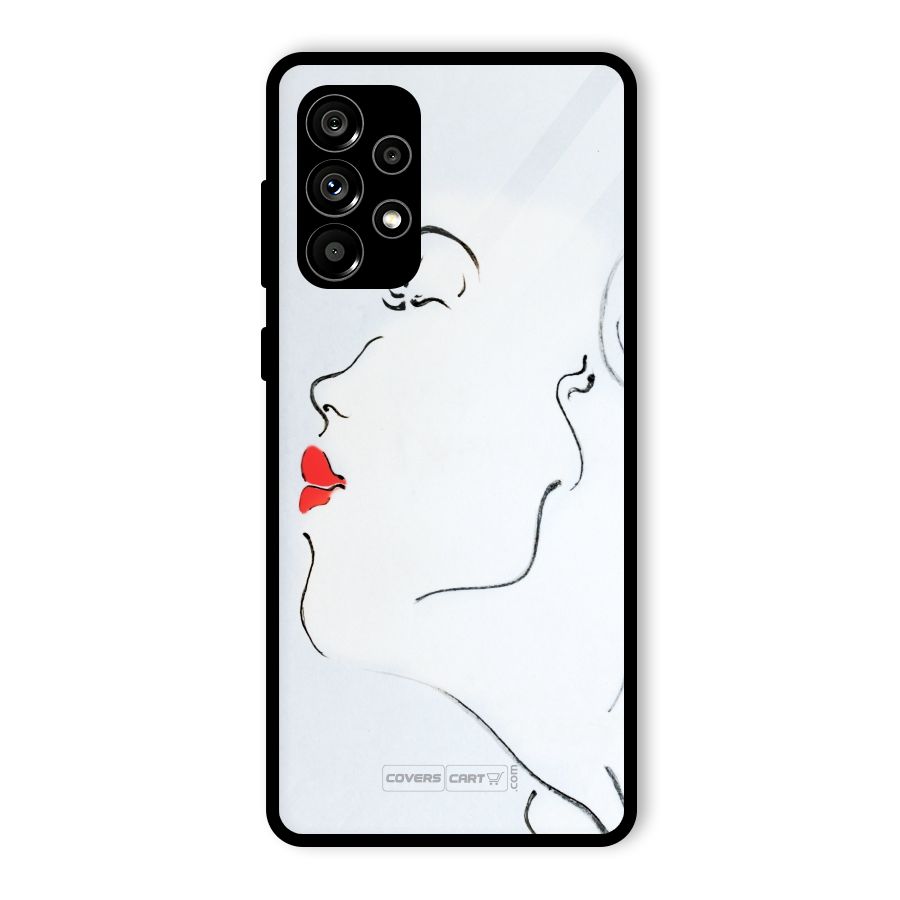 Girl in Red Lipstick Glass Back Case for Galaxy A73 5G