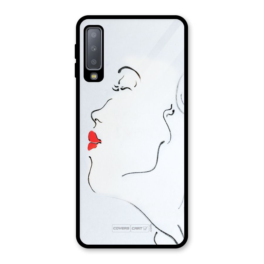 Girl in Red Lipstick Glass Back Case for Galaxy A7 (2018)