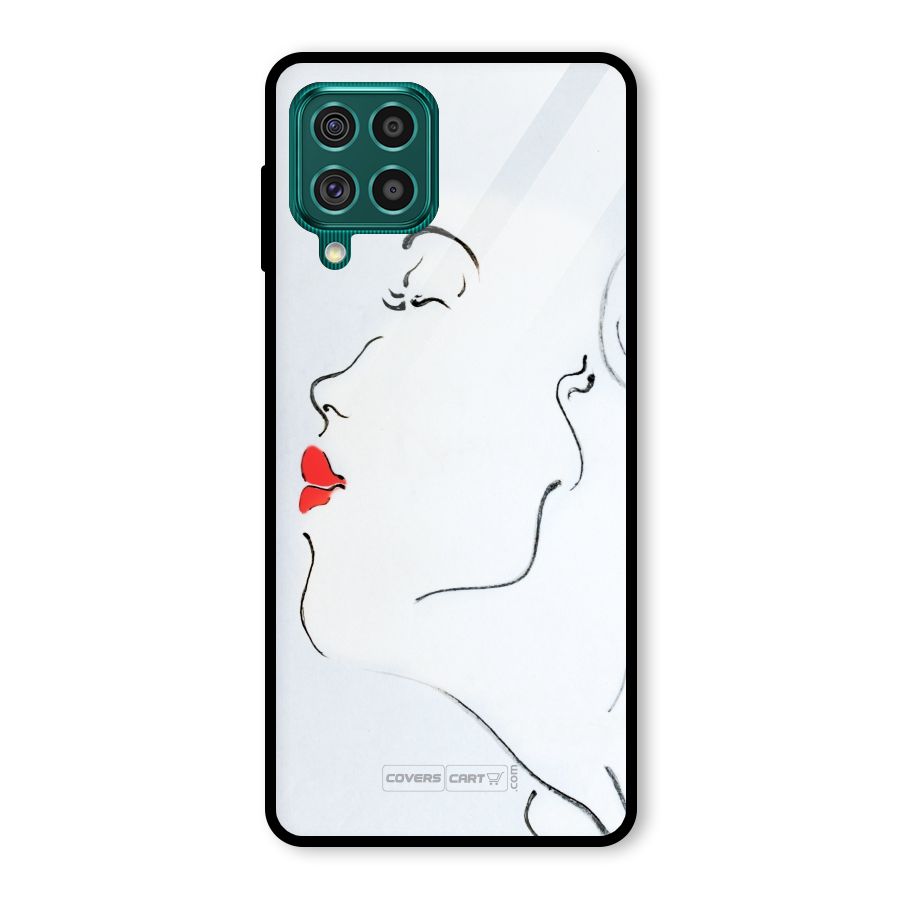 Girl in Red Lipstick Glass Back Case for Galaxy F62