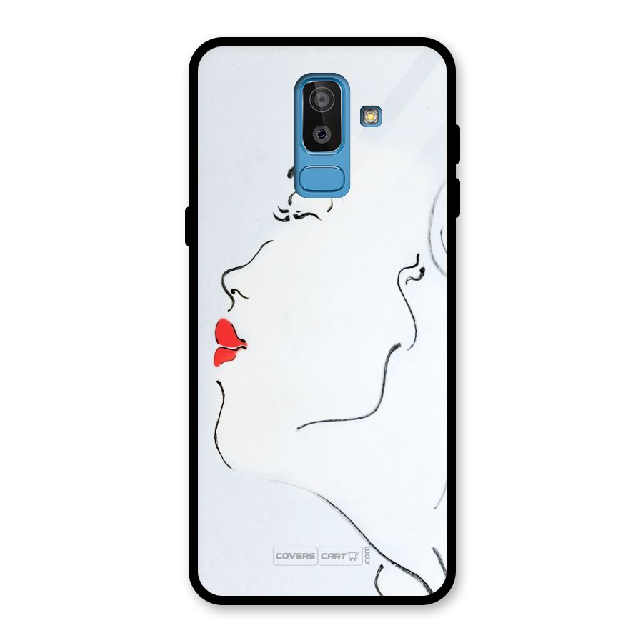 Girl in Red Lipstick Glass Back Case for Galaxy J8