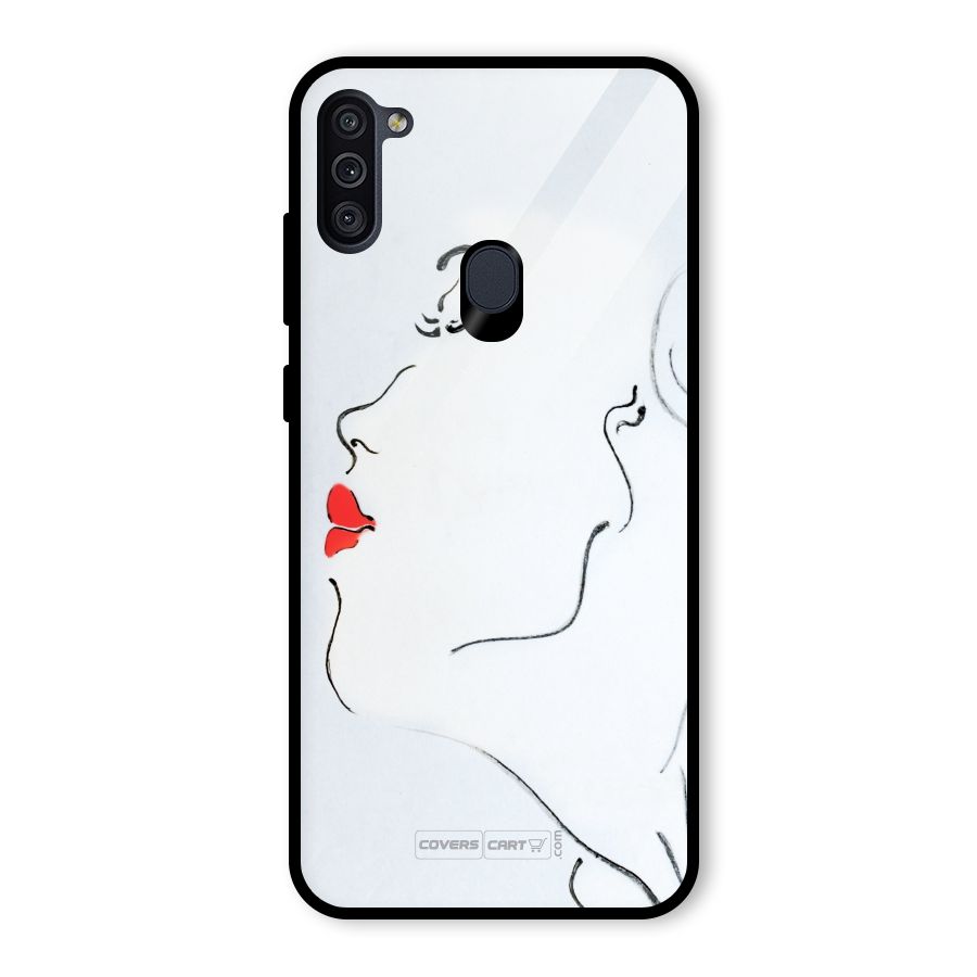 Girl in Red Lipstick Glass Back Case for Galaxy M11