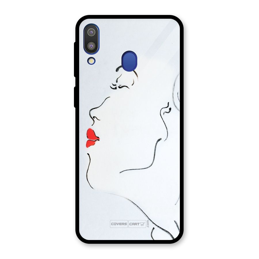 Girl in Red Lipstick Glass Back Case for Galaxy M20