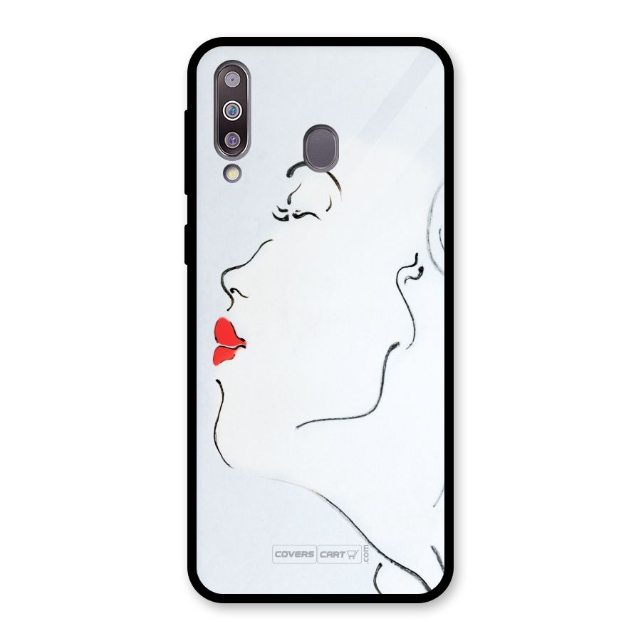 Girl in Red Lipstick Glass Back Case for Galaxy M30
