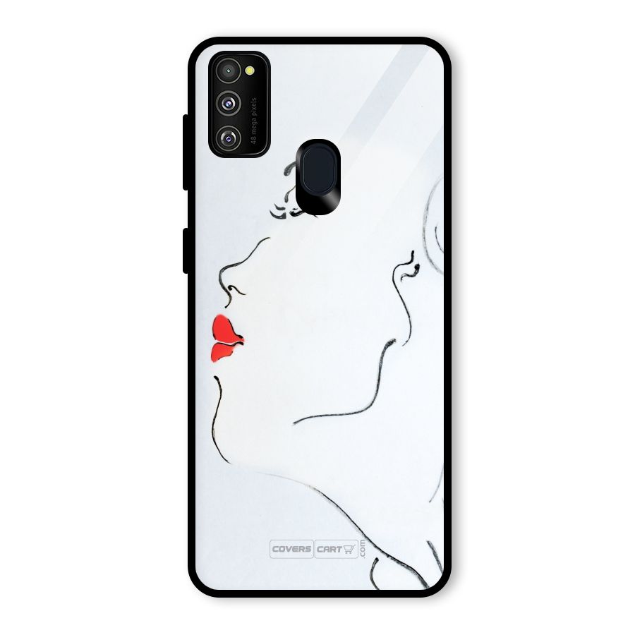 Girl in Red Lipstick Glass Back Case for Galaxy M30s