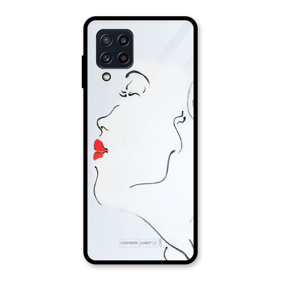 Girl in Red Lipstick Glass Back Case for Galaxy M32