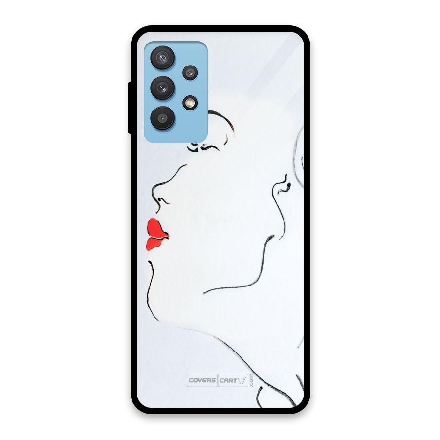 Girl in Red Lipstick Glass Back Case for Galaxy M32 5G