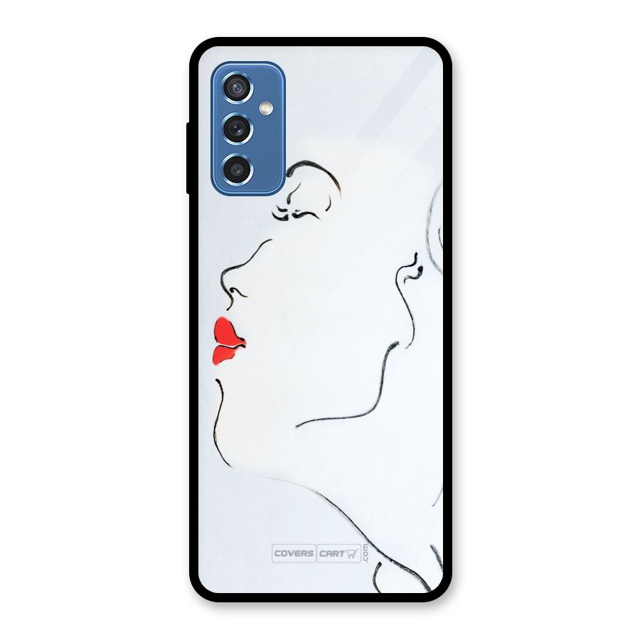 Girl in Red Lipstick Glass Back Case for Galaxy M52 5G