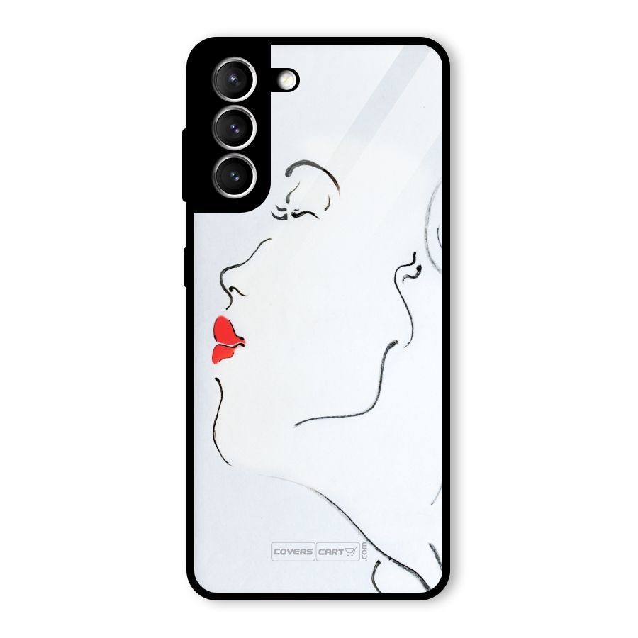 Girl in Red Lipstick Glass Back Case for Galaxy S21 5G
