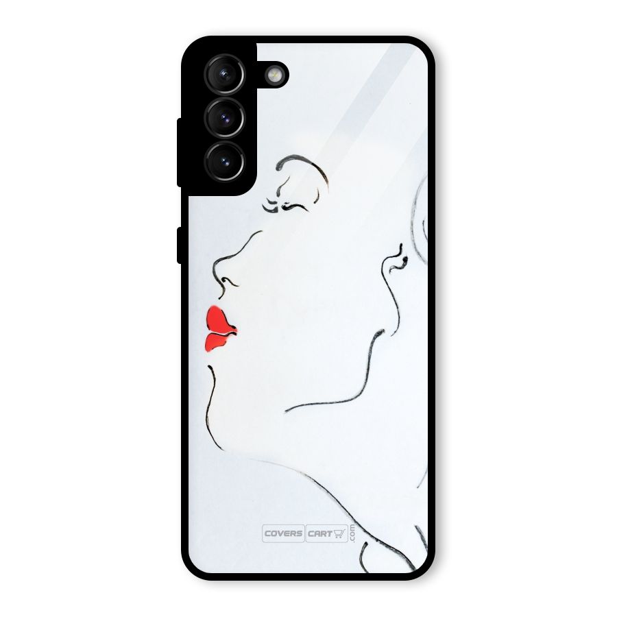 Girl in Red Lipstick Glass Back Case for Galaxy S21 Plus