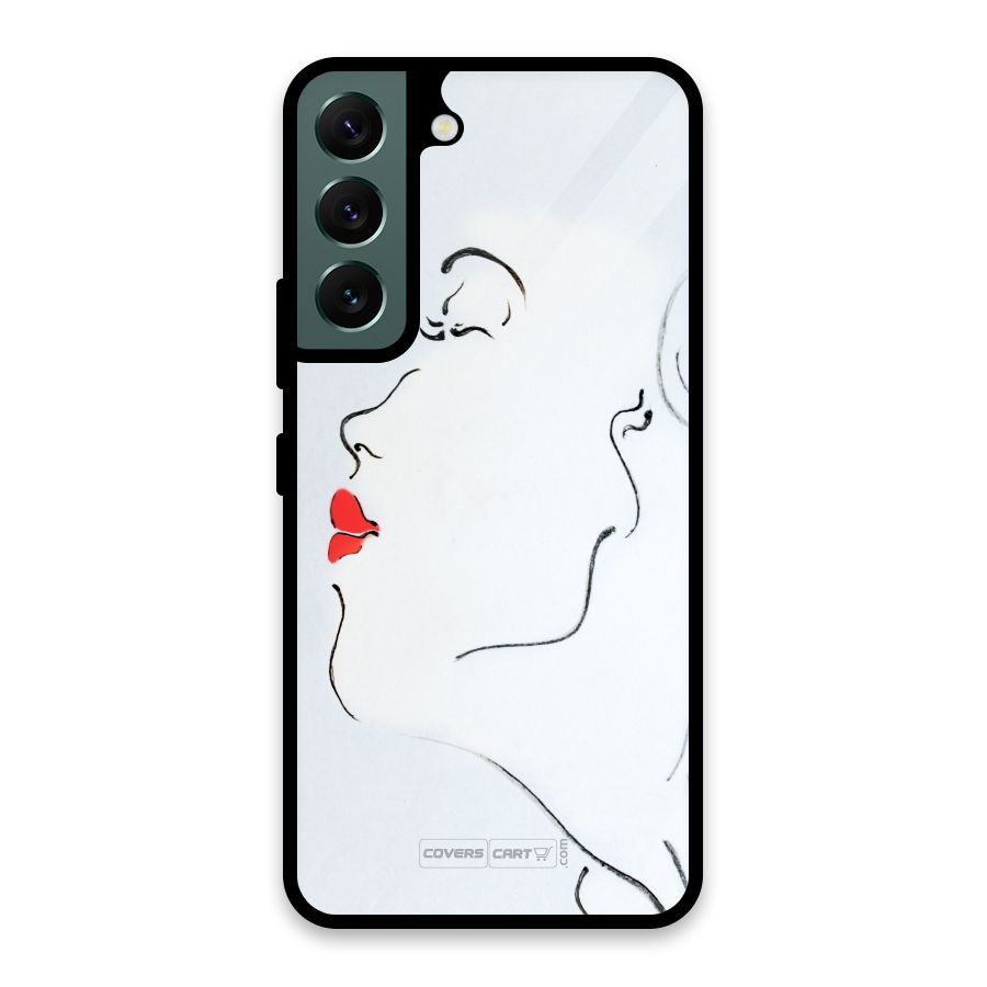 Girl in Red Lipstick Glass Back Case for Galaxy S22 5G