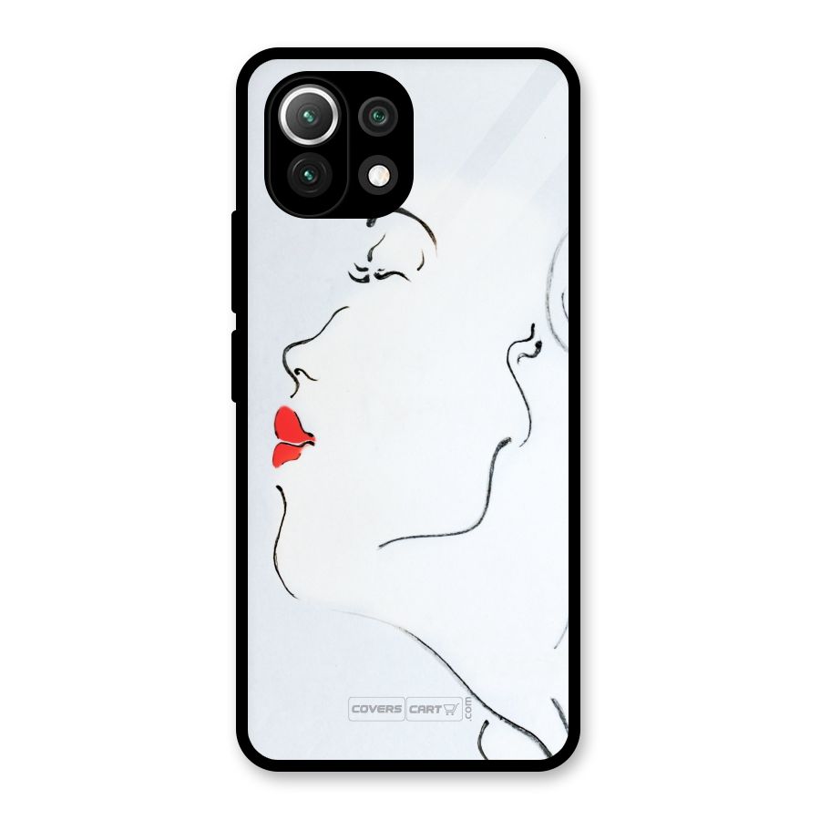 Girl in Red Lipstick Glass Back Case for Mi 11 Lite