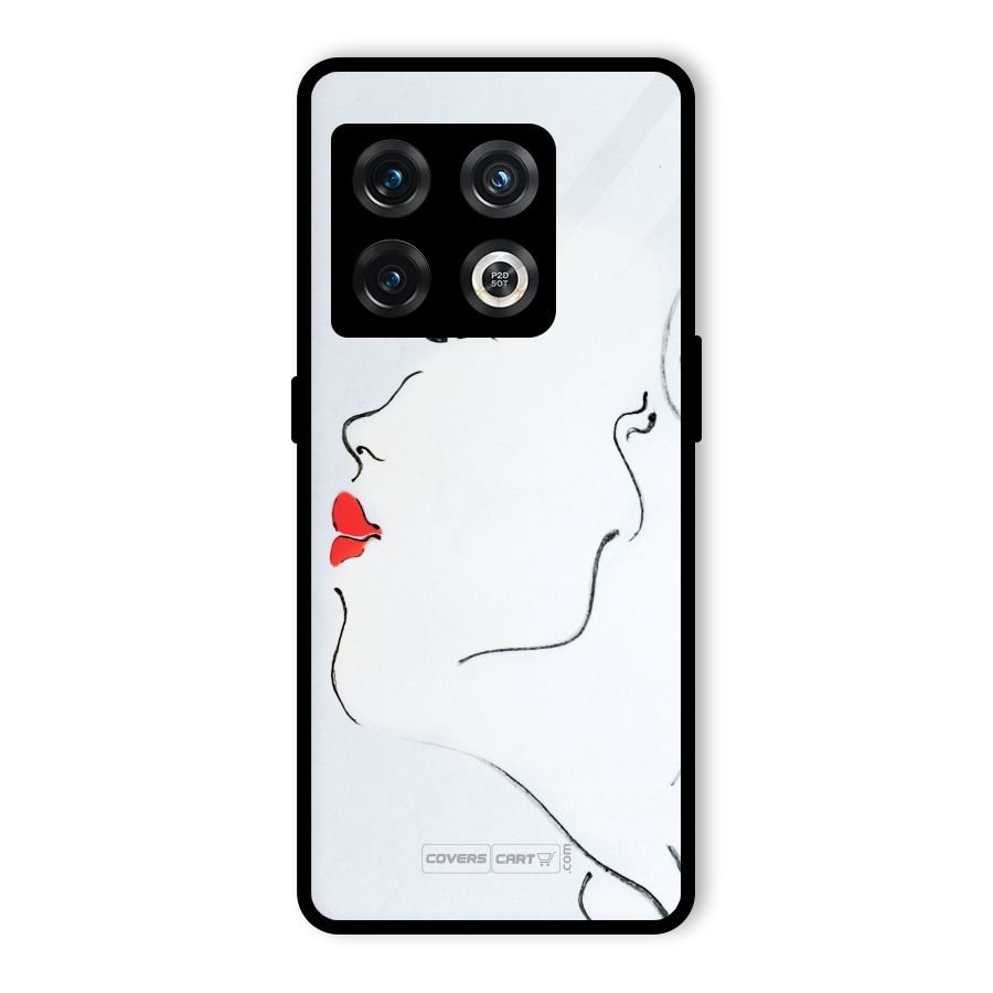 Girl in Red Lipstick Glass Back Case for OnePlus 10 Pro 5G
