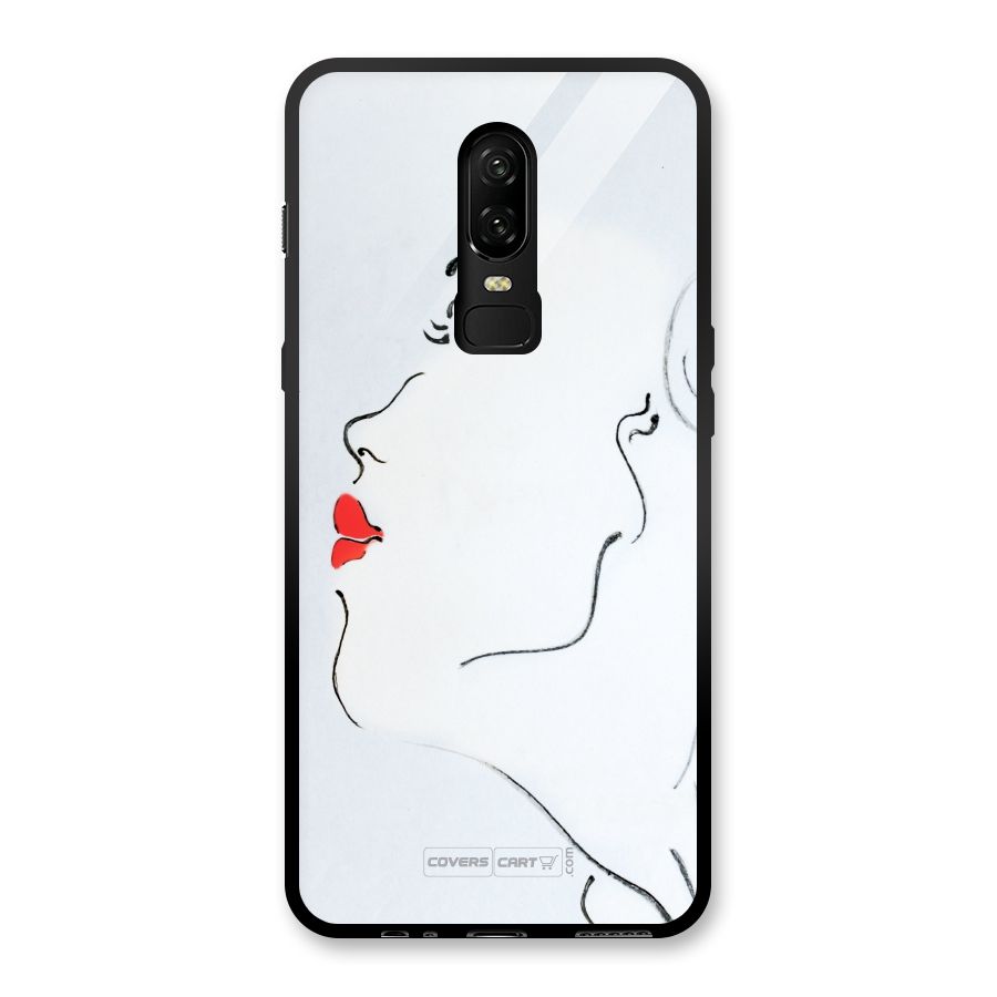 Girl in Red Lipstick Glass Back Case for OnePlus 6