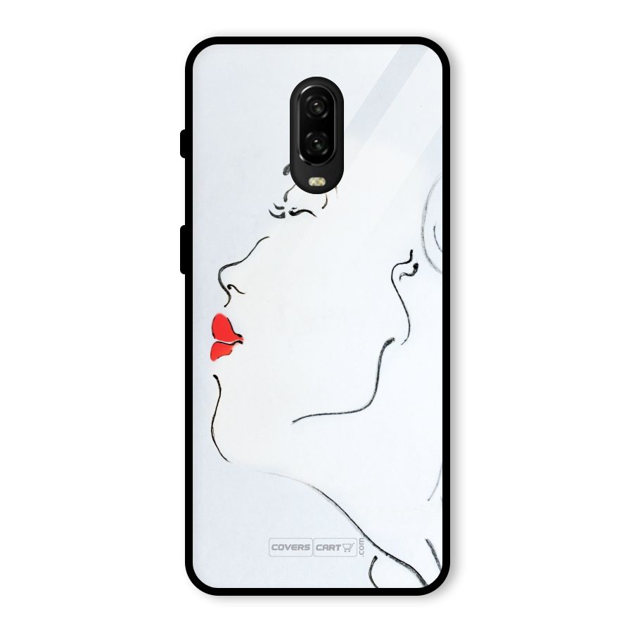 Girl in Red Lipstick Glass Back Case for OnePlus 6T