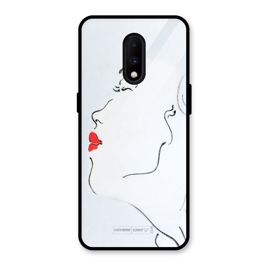 Girl in Red Lipstick Glass Back Case for OnePlus 7