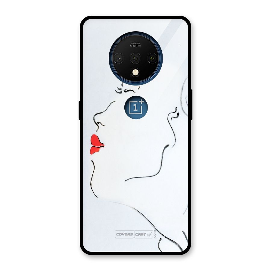 Girl in Red Lipstick Glass Back Case for OnePlus 7T