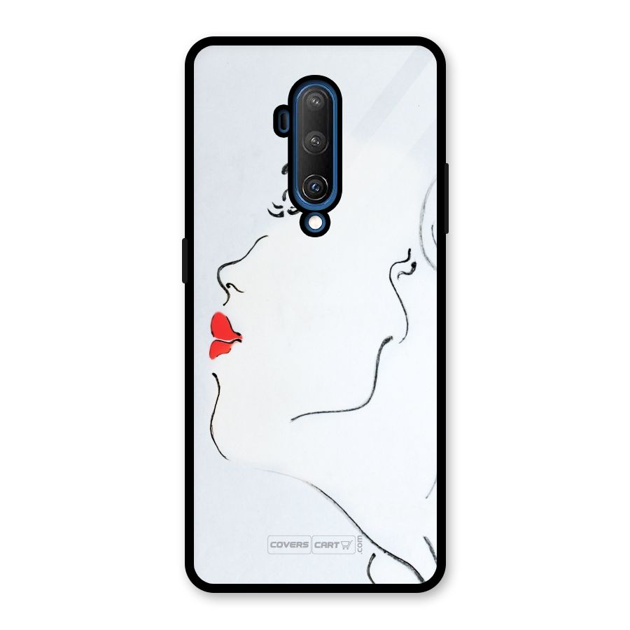 Girl in Red Lipstick Glass Back Case for OnePlus 7T Pro