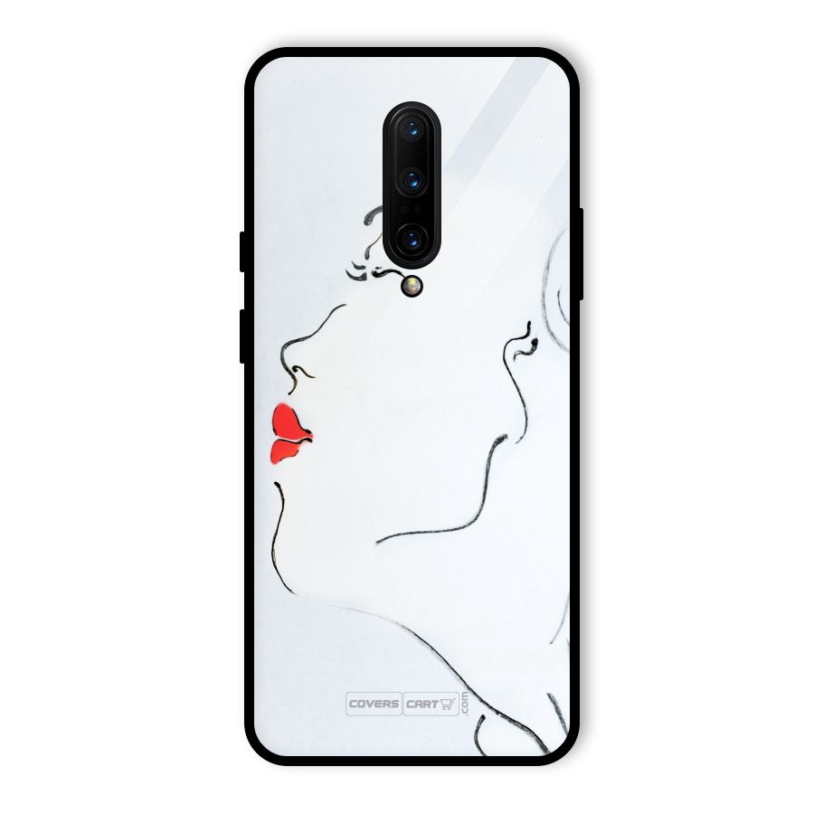 Girl in Red Lipstick Glass Back Case for OnePlus 7 Pro