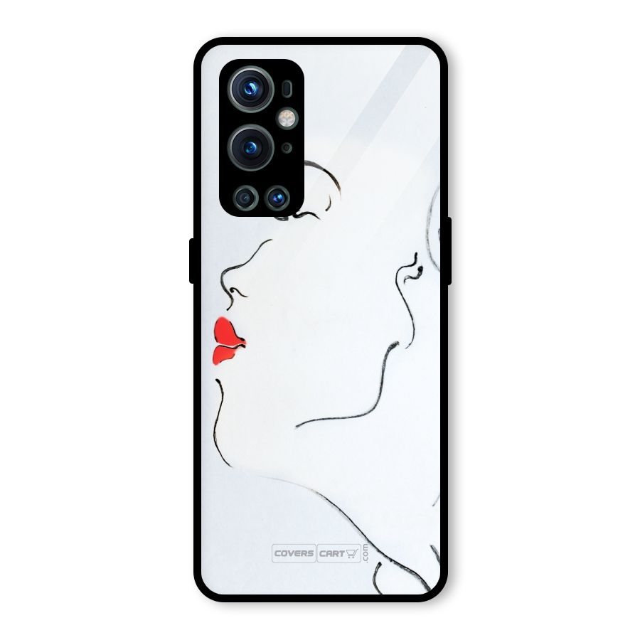 Girl in Red Lipstick Glass Back Case for OnePlus 9 Pro