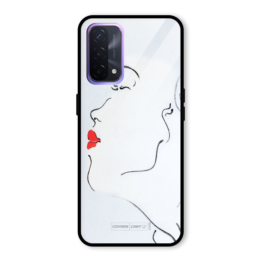 Girl in Red Lipstick Glass Back Case for Oppo A74 5G