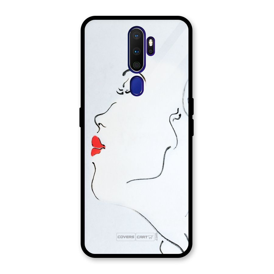 Girl in Red Lipstick Glass Back Case for Oppo A9 (2020)