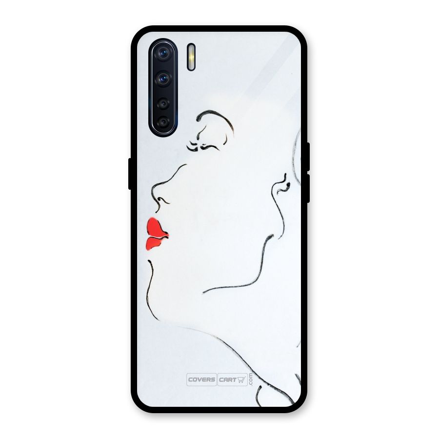 Girl in Red Lipstick Glass Back Case for Oppo F15