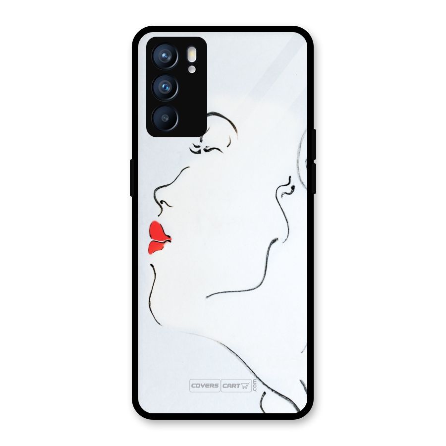 Girl in Red Lipstick Glass Back Case for Oppo Reno6 5G