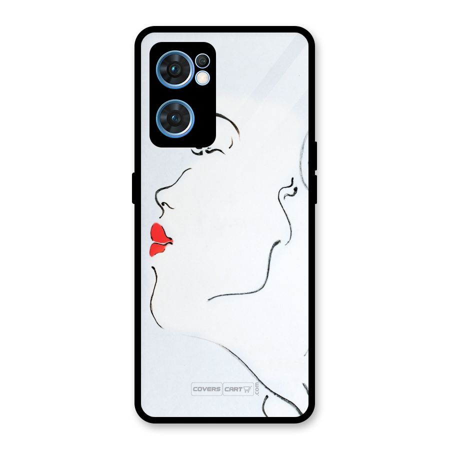 Girl in Red Lipstick Glass Back Case for Oppo Reno7 5G