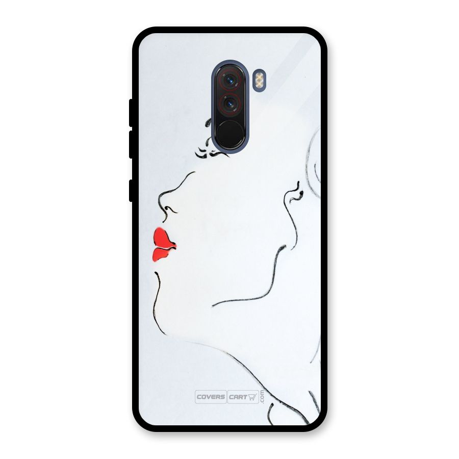 Girl in Red Lipstick Glass Back Case for Poco F1