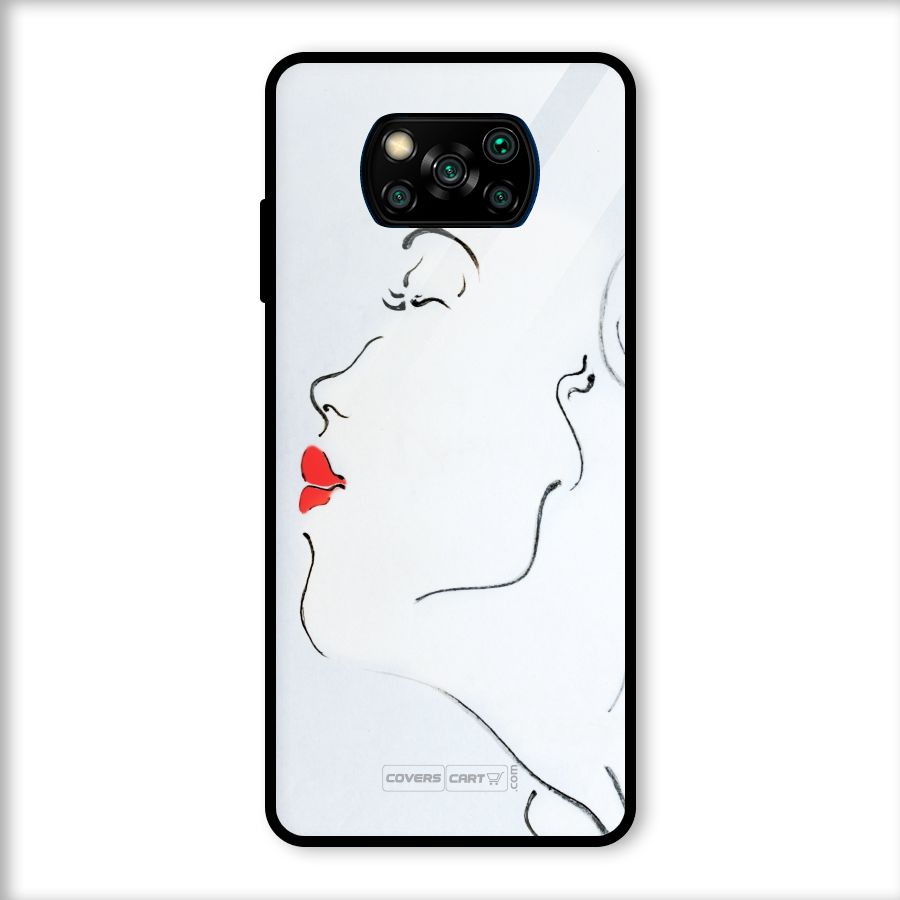 Girl in Red Lipstick Glass Back Case for Poco X3