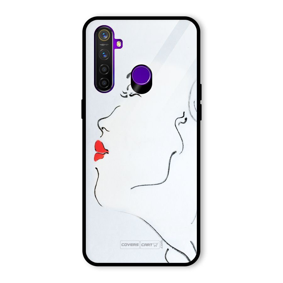 Girl in Red Lipstick Glass Back Case for Realme 5 Pro