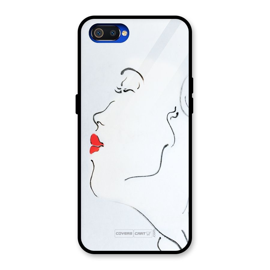 Girl in Red Lipstick Glass Back Case for Realme C2