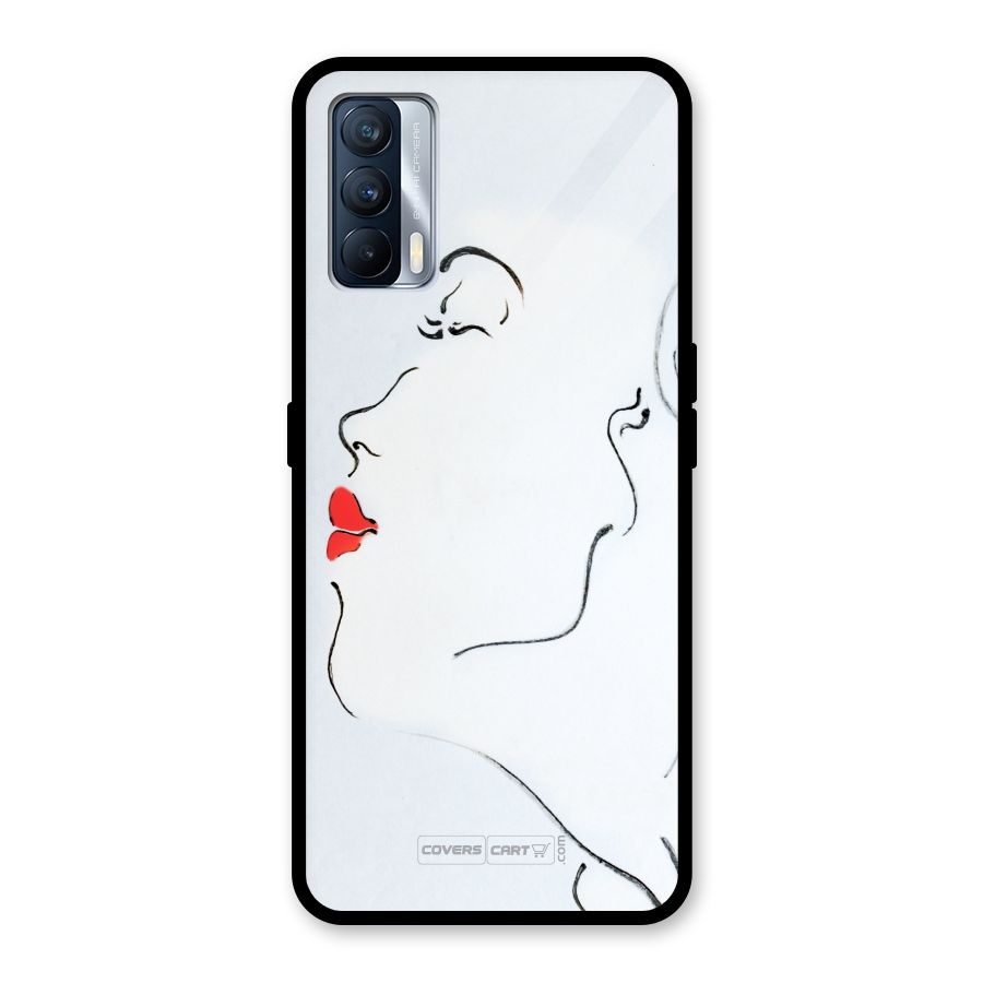 Girl in Red Lipstick Glass Back Case for Realme X7
