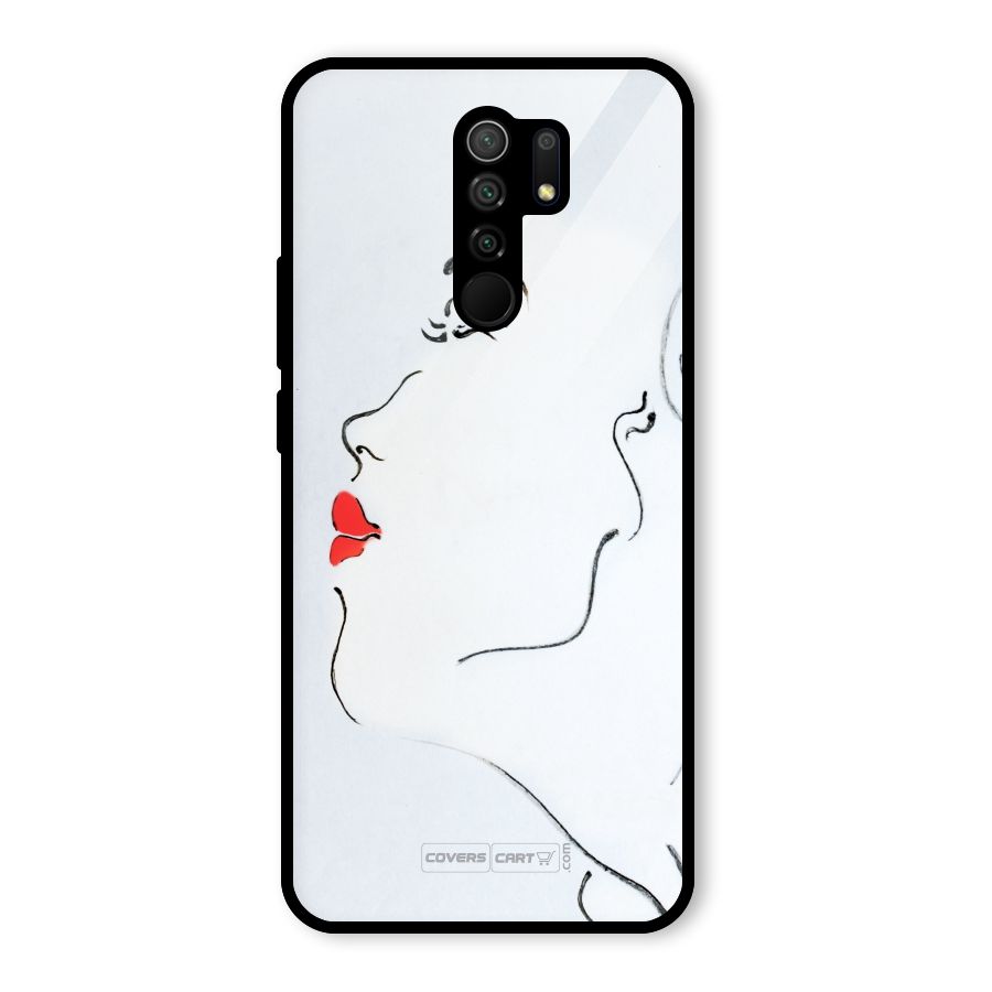 Girl in Red Lipstick Glass Back Case for Redmi 9 Prime